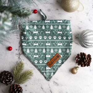 50 Off: Deck the Paws - Green Sweater Cooling Bandana