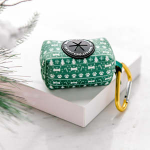 Dog Waste Bag Holders: Deck the Paws - Green Sweater Deja Poo Waste Bag Holder