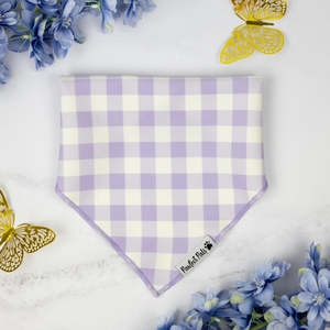 Dog Bandanas: Social Butterfly - Purple Gingham Cotton Bandana