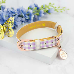 Social Butterfly - Purple Gingham Dog Collar