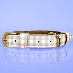 All: Beige Gingham - Dog Collar