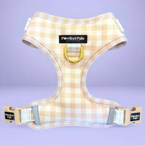 All: Beige Gingham - No-Pull Adjustable Harness