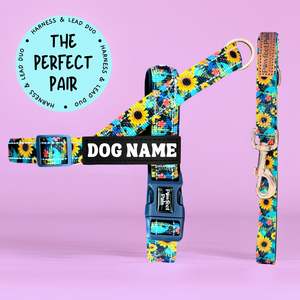All: Sunflower Bloom - Personalised Strap Harness Duo