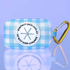 Dog Waste Bag Holders: Blue Gingham - Deja Poo Waste Bag Holder