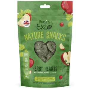 Rabbit Guinea Pig Food: Excel Herby Hearts Treats 60gm