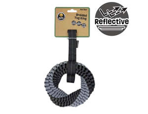 Dog Toys: BLITZ BRAIDED TUG RING  W STRAP GREY (MEDIUM)