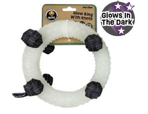 DOG TOY BLITZ GLOW IN THE  DARK RING W KNOTS GREY (XLARGE)
