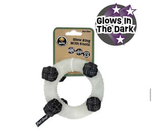 Dog Toys: BLITZ GLOW IN THE  DARK RING W KNOTS GREY (MEDIUM)