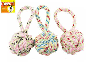 Pet Accessories: Medium Dog Tug Ball Rope Toy W Loop