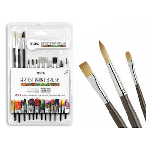 Arts Crafts: Max Brand Artist Paint Brushes 12 Pcs