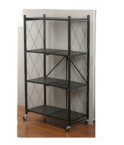Shelving Displays: Shelf Collapsible, 4 Tier Black, 71x34.5x125cm High