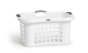 Taurus 50L Laundry Basket – White/Black with Coloured Handles