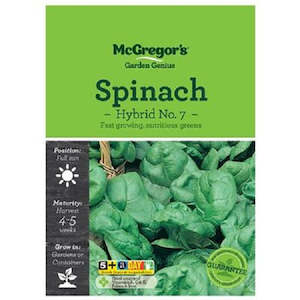 Vegetable Seeds, McGregor's, Spinach Hybrid No7
