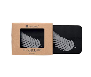 Clearance Items: Silver Fern Black 4pk Coaster