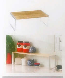 Shelving Displays: LTW White & Bamboo Shelf 45 x 26cm