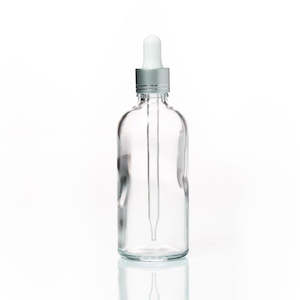 Euro Clear Glass Bottle 100ml W Silver Dropper