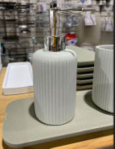 Bathroom: Bathroom Soap Dispenser Ribbed Grey