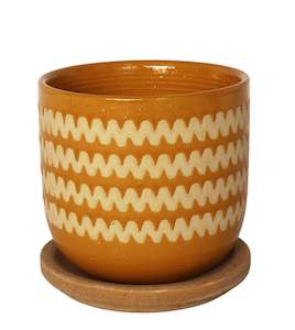 Onyx Planter with Saucer Mustard/Sand
