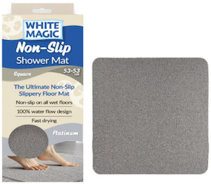 White Magic Non-Slip Shower Mat Square - Platinum