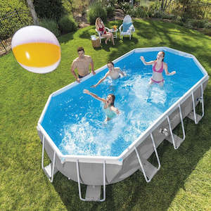 Intex Prism Frame Oval Pool Set (6.1mx3.05mx1.22m)