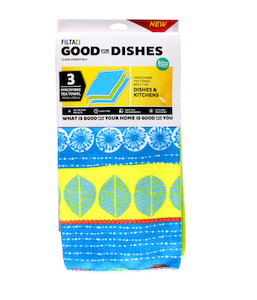 Filta Cleaning: Filta Microfibre Tea Towel Sea 3 Pk (40 cm X 60 cm)