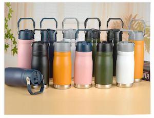 Drink Bottles: 650ml Vacuum Flask Flip Straw Bottle