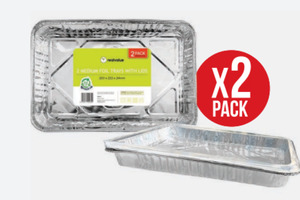 Kitchen: 2Pk Medium Foil Trays With Lid