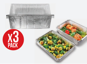 Kitchen: 3Pk Small Foil Trays With Lid