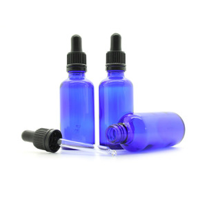 Cosmetic Pharmaceutical Containers: Euro Blue Glass Bottle 50ml W Tamper Dropper