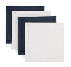 7 50 Clearance: Reversible White/Navy Coaster 4Pk NOW