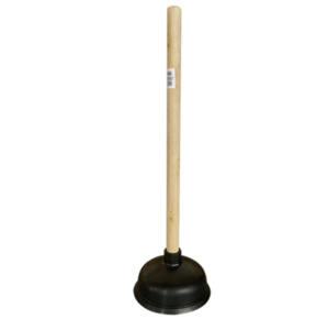Bathroom: Wooden Handle Toilet Plunger