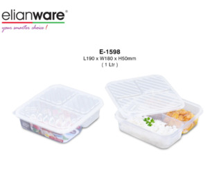 Kitchen: 3 Compartment Lunch Box - 1L