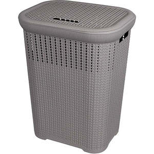 Laundry: Seymours Knit Laundry Hamper with Hinged Lid 50L Grey
