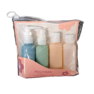 Bathroom: 4pc Traveling Bottle Set 60ml In Clear Pouch