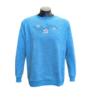 Clothing: Sweatshirt Floral Curve - Teal Marl