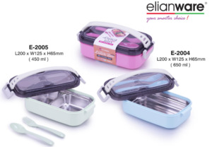Stainless Steel Lunch Box W Handle, Spoon & Fork
