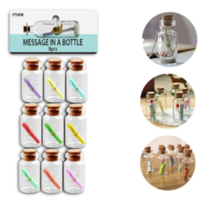Stationary: Mini Message Glass Bottle 9pcs