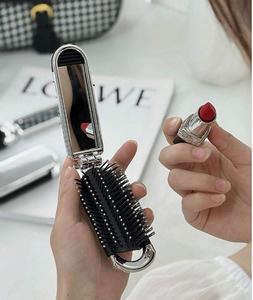 Bathroom: Folding Travel Hairbrush W Mirror