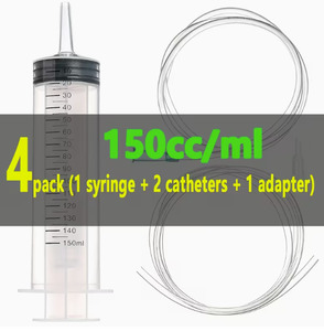 Transparent Syringe 150ml + 2 Feeding Tubes + Adapter