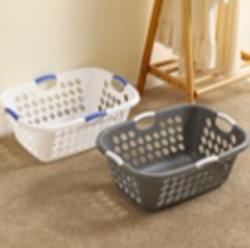 Laundry: White Plastic Laundry Basket 64x47x26.5cm