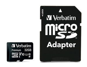 Memory Secure Digital: Verbatim Premium microSDHC Class 10 UHS-I Card 32GB with Adapter