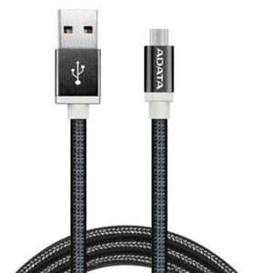 Tablet Smartphone Accessory: ADATA USB Type A to Micro USB Braided Connection Cable - 1m Black