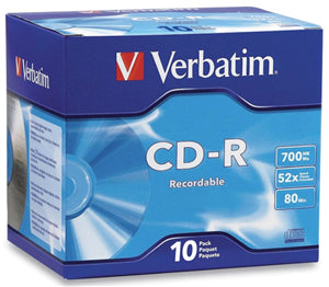 Media: Verbatim CD-R 700MB 52x 10 Pack with Jewel Cases