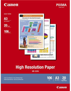 Printer Consumables: Canon HR-101 A3 High Resolution 110gsm Photo Paper - 20 Sheets
