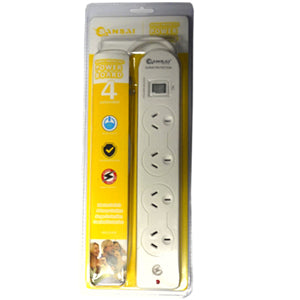 Surge Spike Protectors: Sansai 4 Way Surge Powerboard with Master Switch