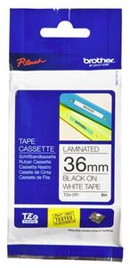 Labelling Devices: Brother TZe-261 36mm x 8m Black on White Tape