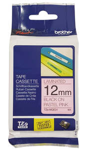 Labelling Devices: Brother TZe-MQE31 12mm x 4m Black on Pastel Pink Tape