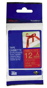 Labelling Devices: Brother TZe-RW34 12mm x 4m Gold on Wine Red Ribbon Tape
