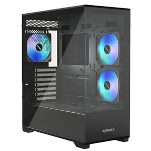 Cases Oem Pc: Raidmax i801 ATX Mid-Tower Case Tempered Glass Black with ARGB