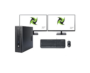 System Bundles: Multitasker Office Setup HP 600 G1 Desktop PC i5 3.70 GHz 8GB RAM 240GB SSD Windows 10 Home 2 x 22 Inch Monitors Wired Keyboard Mouse Refurbished